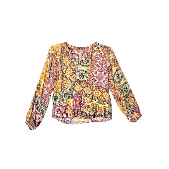 KACHEL X ANTHROPOLOGIE Ambrosia Peasant Blouse Sz 2 Multicolor Pullover Boho - Picture 2 of 9